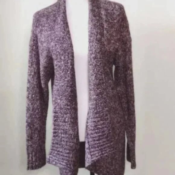 Tommy Bahama Shipley Cardigan Purple L Open Front Cascade Hem Cotton Blend NWT - Picture 2 of 7